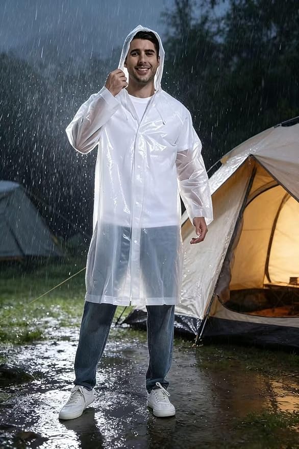 Rain Ponchos for Adults Reusable Raincoats Survival Heavy Duty Military Impermeable 2 Packs Rain Coat…