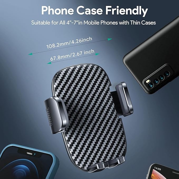 Car Phone Holder - Flexible Gooseneck Long Arm Phone Mount for Windshield with Washable Strong Suction Cup for All iPhone Android Smartphone