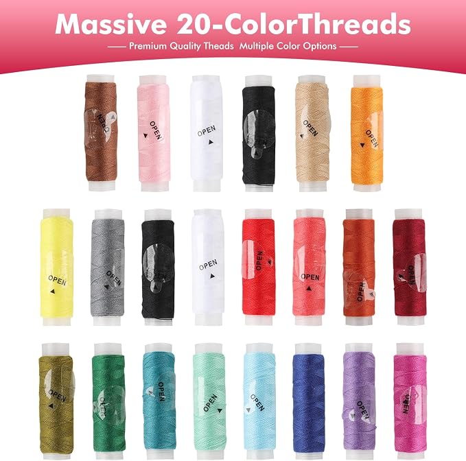 198pcs Sewing Kit for Adults Portable Travel Sewing Set,Dorm Room Essentials for Girls, Including Emergency Repair Tools Such as Needle and Thread, Scissors, Marker pens Needle and Thread kit (Pink)