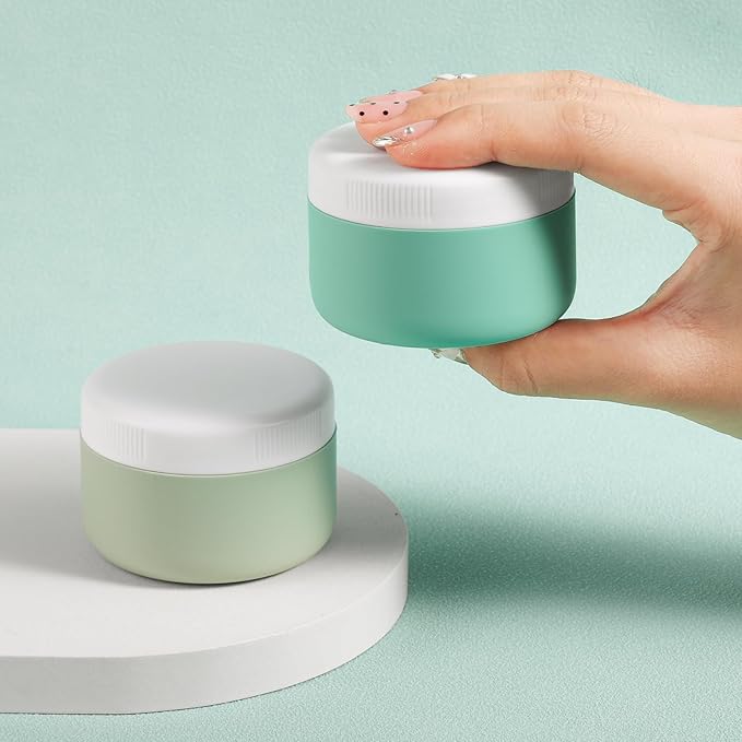 kuangre Travel Containers for Toiletries, Silicone Cream Jars BPA-Free, Leak-proof 3oz Travel Size Containers, Portable Size Silicone Jars with Lid for Cosmetic Face Hand Body Cream (4 Pack)