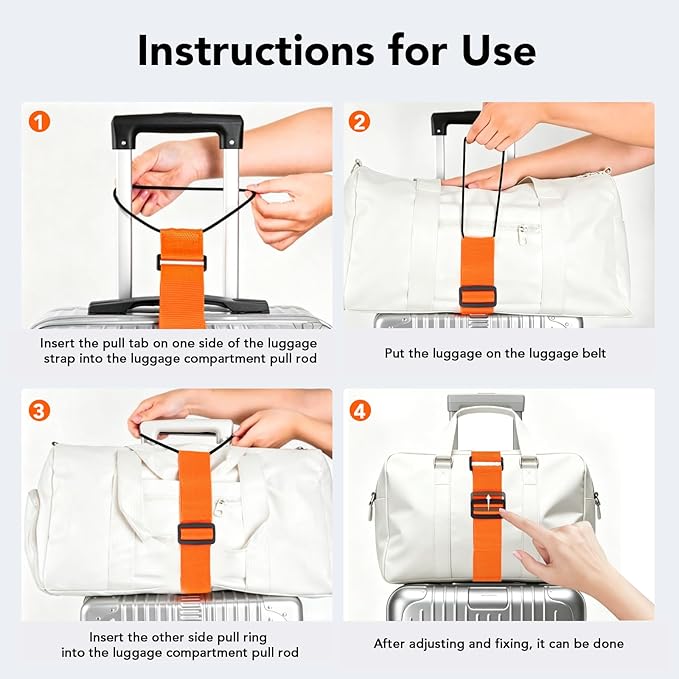 Luggage Connector Straps, Adjustable Elastic Durable Straps for Connecting Luggage Bags to Suitcases, Hands-Free Travel Essential (Rainbow)