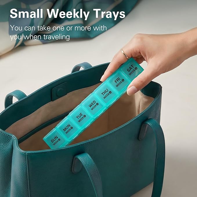 BUG HULL Monthly Pill Organizer, Moisture-Proof Large 28 Days Pill Box with Removable 4 Weeks Pill Case Rows, Medicine Pills Organizers, Travel Pill Organizer with One Month Pill Container-Grey