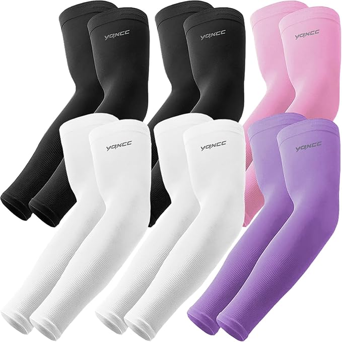 YQXCC 6 Pairs Arm Sleeves for Men Women | UPF 50 Cooling UV Sun Protection | Sports Compression Sleeves