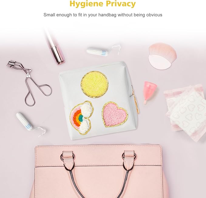 airogym Period Bag for Women, Sanitary Napkin Storage Bag, Functional PU Leather Sanitary Pad Bags for Panty Liners, Tampons, Menstrual Cup Pouches, Sanitary Pads Organizer with Zipper