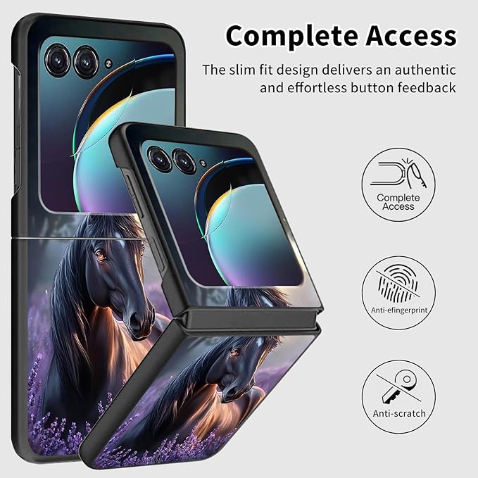 for Motorola Razr 2025 Case,for Moto Razr 60 Phone Case Cute Slim Hard PC Ultra-Thin Anti-Scratches Shockproof Protective Phone Cover,Horse Purple Lavender