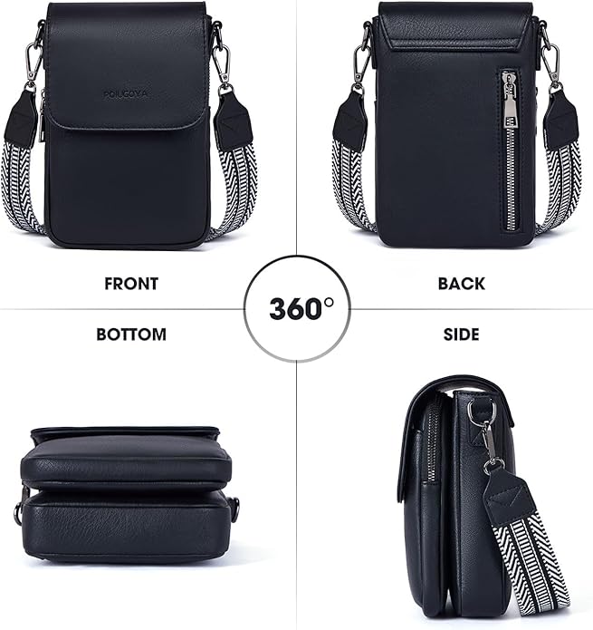 POIUGOYA Crossbody Bags for Women,Small Crossbody Purse with Triple Compartments,Cell Phone Wallet with Card Slots for Travel | Small
