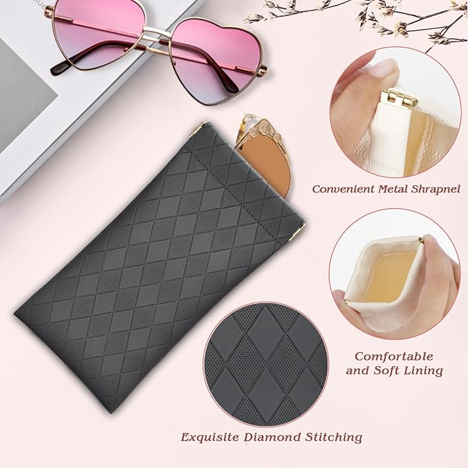 eyeglasses bag Soft Glasses bag, Portable Squeeze Top Sunglasses Case Travel for Women Girls