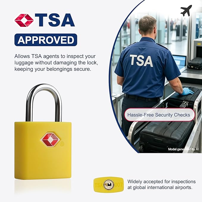 TSA Locks for Luggage, Keyed Alike Luggage Locks TSA Approved 4 Pack, Small Padlock with Key, Padlocks with Keys for Suitcase, Backpack, Bag Zipper, Tool Box, Case, Travel Essentials