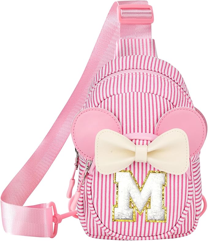 Girl's Initial Crossbody Sling Bag, Small Toddler Fanny Pack For Girl Kid, Girls Purses For Birthday Gifts For 3 4 5 6 7 8 Years Old