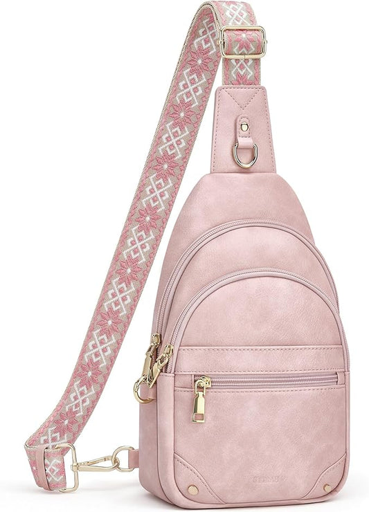 SYTRAH Anti Theft Crossbody Bags for Women, RFID Sling Bag Travel Purse, RFID Cross Body Purses Chest Bag for Travel Pink