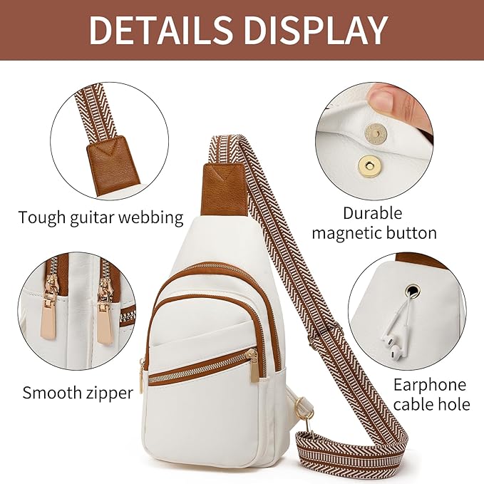 GAEKEAO Crossbody Sling Bag for Women, Leather Crossbody Bags Fanny Packs for Women, Travel Cross Body Bag Chest Bag Womens Crossbody Purse