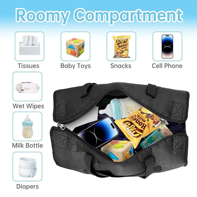 Toddler Airplane Bed Travel Bag 2 in 1, Portable Kids Plane Seat Extender, Baby Flight Essentials Footrest Flyaway Must Have for Infant, Carry On Duffel Bags for Women Gym Hospital（Black）