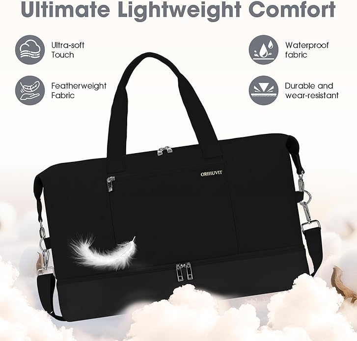 Women's Weekender bag Travel Duffel Bag with Shoe Compartment 21-inch Airline-Approved Carry-On, 2-Piece Overnight Bag Set Personal Item Luggage
