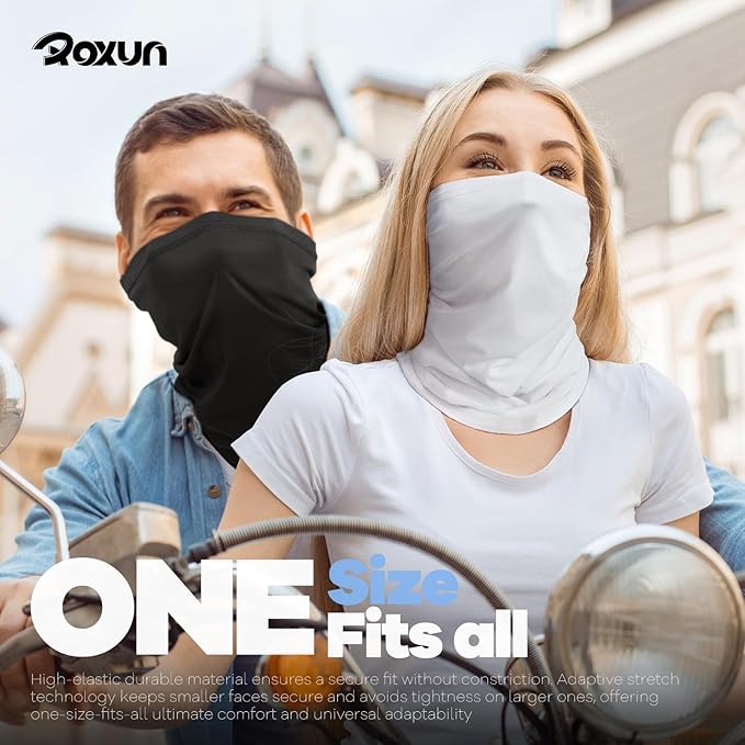 ROXUN 4 Pack Neck Gaiter, Cooling Breathable Face Mask UV Protection Scarf Hiking Bandana for Men/Women