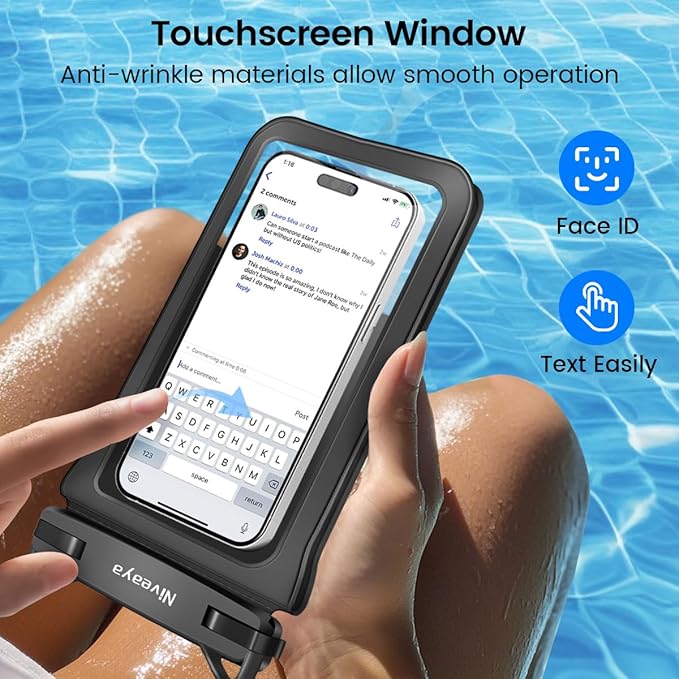 Niveaya IPX8 Double Space Waterproof Phone Pouch (up to 8.3") -2 Pack Waterproof Phone Case with Lanyard for iPhone 17 16 15 Pro Max,Touchscreen & Underwater Photography, Beach Cruise Essentials 2026