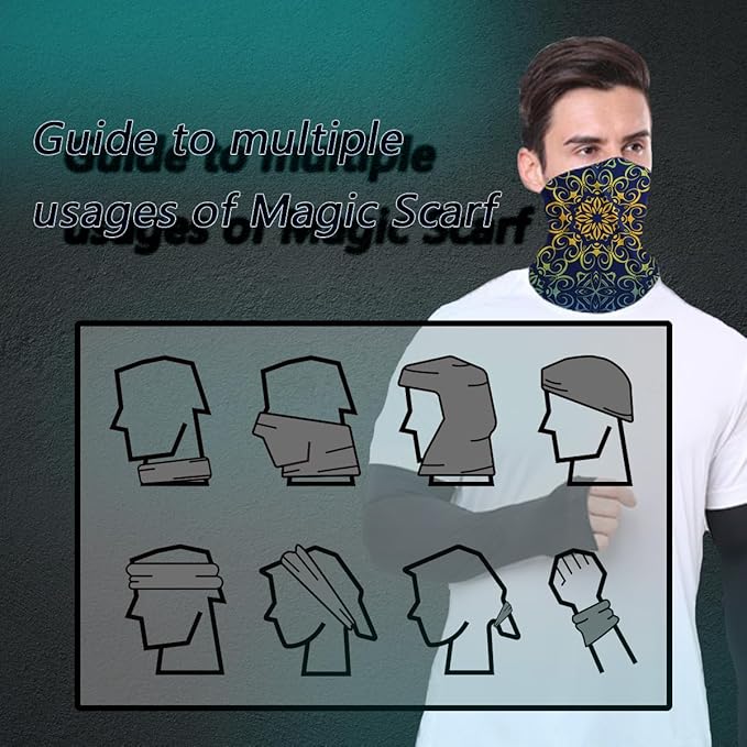 Neck Gaiter Face Cover Bandana Mask Scarf, Breathable Sun& Dust-proof for Cycling Running Fishing Hiking