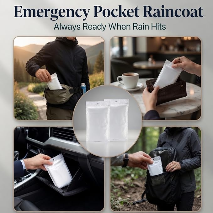 30 Pack Disposable Rain Ponchos for Adults, Emergency Clear Poncho with Hood Waterproof Bulk Plastic Rain Coat Family Pack for Hiking, Camping, Travel
