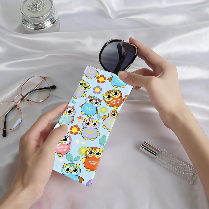 Anikathy 2Pcs Sunglass Eyeglass Glasses Case Soft PU Leather with Cleaning Cloth Cute Glasses Pouch Bag for Men Women Girs