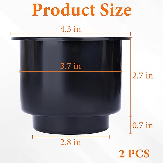 2PCS Cup Holder Insert, Plastic Cupholder Insert for Car, Universal Drop In Cup Holder, Car Seat Cups Holders Replacement for Sofa Boat Rv Couch Golf Cart Truck Poker Table, for 2.8" to 3.7" Cups Base