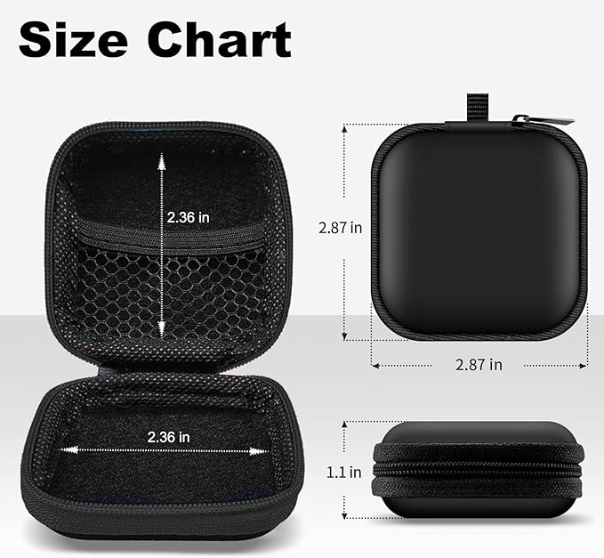 Square Earbud Case Portable EVA Carrying Case Storage Bag Tech Pouch Cell Phone Accessories Organizer with Carabiner for Earphone, Earbud, Earpieces, SD Memory Card, Camera Chips, Purple