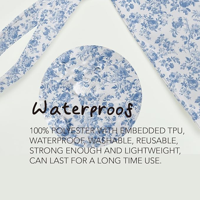 Fokongna Floral Print Wet Bag, Small Portable Waterproof Multi-Functional Organizer for Women, Sky Blue Toile De Jouy,Ideal for Daily, Beach & Travel,