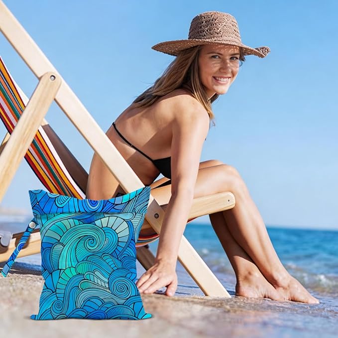 2 Pcs Sea Turtle Wet Bags, Blue Wet Dry Bag Reusable Zipper Pouch for Swimsuit, Diapers, Pool, Beach, Travel, Dirty Yoga Gym Clothes, Toiletries, Waterproof Birthday Gifts, Sea Turtle Gifts for Women