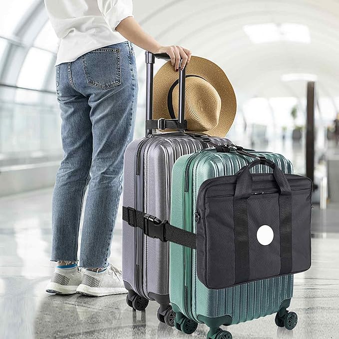 Add a Bag Luggage Strap - Heavy Duty Adjustable Suitcase Belt - Travel Accessory for 3 pcs Luggage Connecting - 3 Pack 1.5" W (Black)