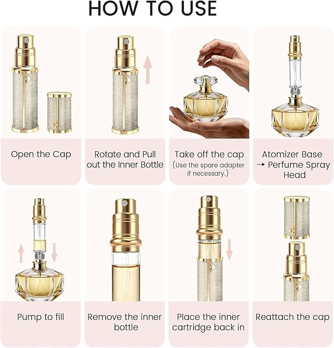 Travel Perfume Bottle Refillable,5ml Atomizer Travel Size,Leak-Proof TSA Perfume Travel Bottle,Valentine's Day Gift Perfume Travel Refillable Mini Spray Bottles