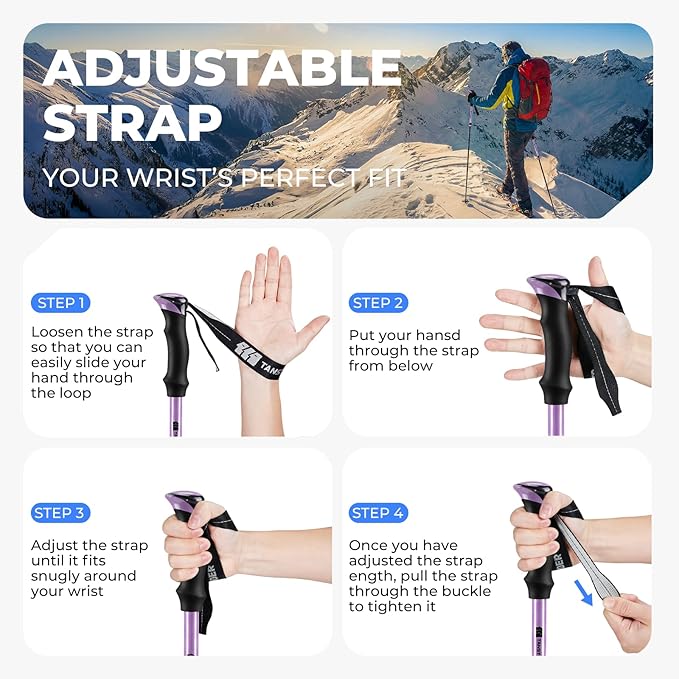 Trekking Poles for Hiking - Collapsible Lightweight 7075 Aluminum Hiking Sticks, 43-53 Inch Adjustable Tri-Fold Walking Poles with Anti-Slip EVA Grip for Men and Women