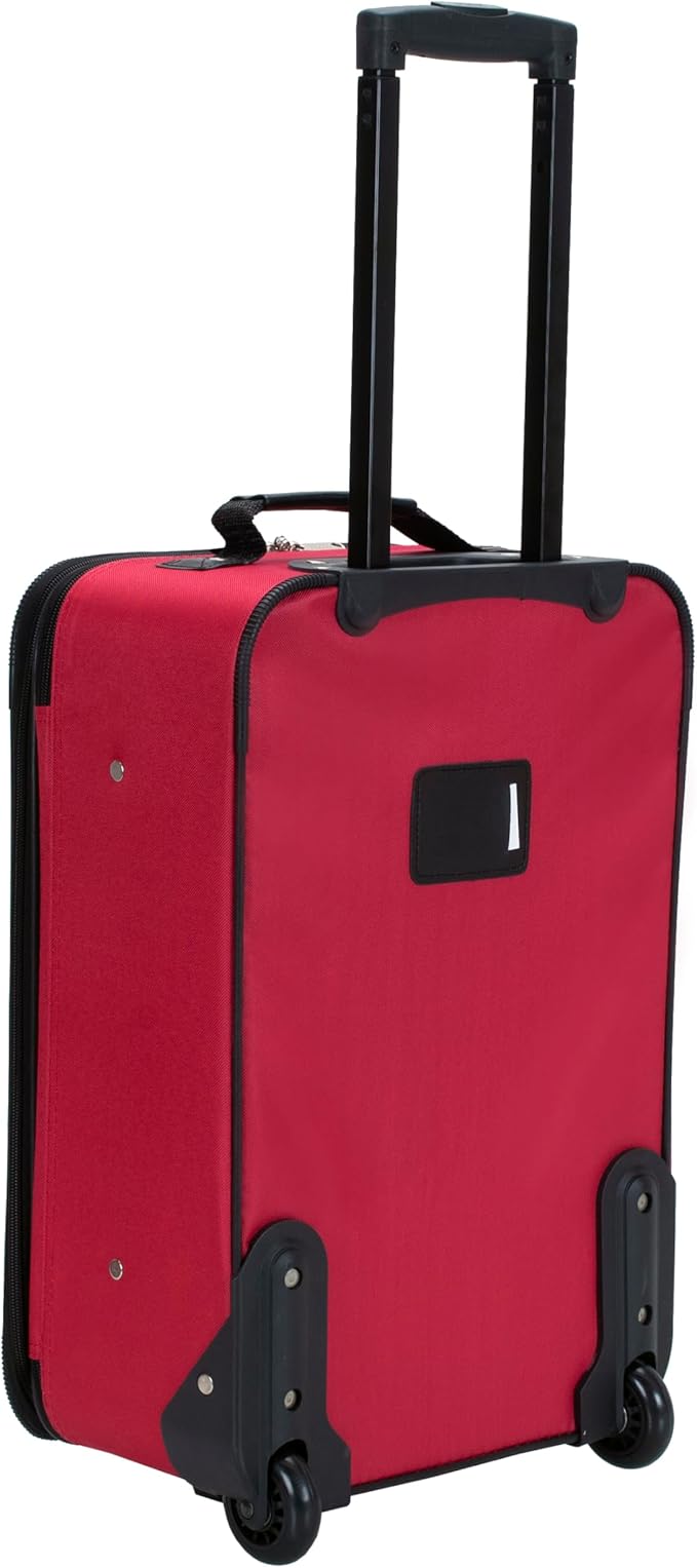 Rockland Fashion Softside 2 Piece Luggage Set, Expandable, (14" Tote/19" Upright), Red