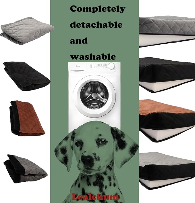 Lealchum Large Dog Car Seat,Memory Foam Cushion Car Seat for 2 Small Dogs,Comfy Car Dog Bed with Side Pocket and 2 Clip-On Safety Leashes,Easy to Install Cars Seat for Dogs(Black, Large)