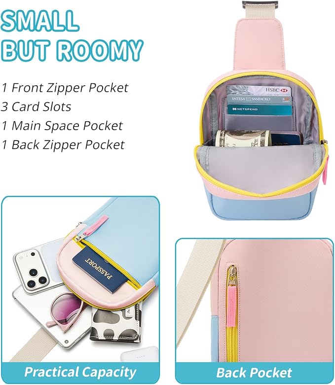 Birthday Gifts for 8 9 10 11 12 Year Old Teens Girls Kids, Fanny Pack Crossbody Bag Sling Belt Bags Purse, Dorm Travel Essentials for Girls Fashion, Preppy Tween Teen Girl Gift Trendy Stuff