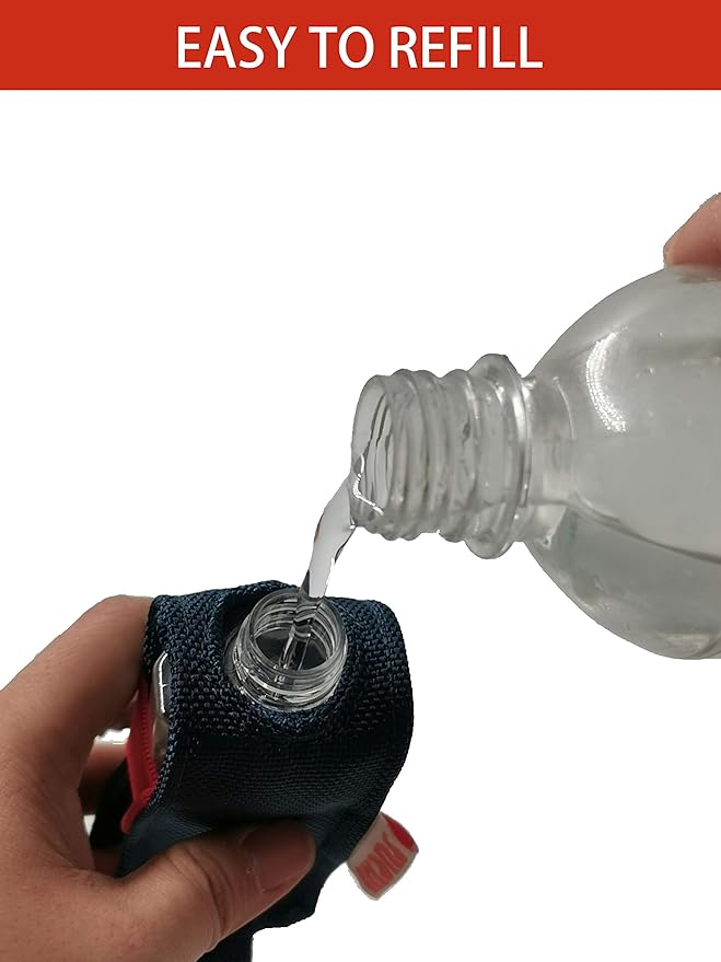Travel Size Hand Sanitizer Holder,Bottle Case and Carabiner Carrier bag-Portable Mini Waist Bag for Liquids Clip On Belt Loop, Backpack and Purse - Includes Empty 60ml/ 2 oz Reusable Bottle (Blue)