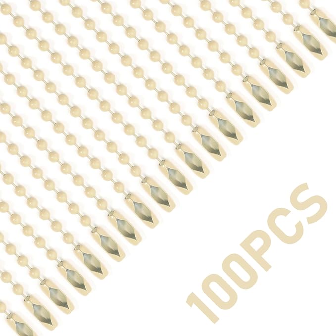 Lemonkey 100Pcs Ball Beads Chains Bulk,Cream Meta Keychains Ringsl,4 Inch Dog Tag Metal Small Chains with Connectors for Hanging Decoration
