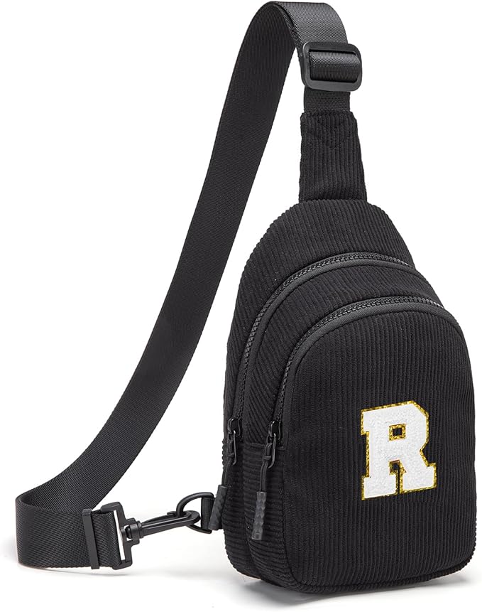 Viverte Small Corduroy Sling Bag Initial Crossbody Bag Fanny Pack for Girls Personalized Birthday Gifts for Teen Girls Gifts
