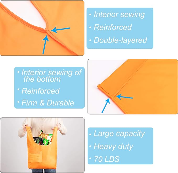 Large Reusable Bags Shopping Washable Foldable 6 Pack Grocery Bags Heavy Duty Lightweight Folding Gift Tote Bag Durable Polyester Color