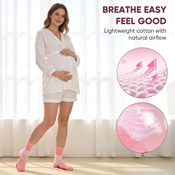 Women’s Cotton Crew Compression Socks 5 Pairs Breathable Skin-Friendly with Targeted Ankle Support & Dry-Fit
