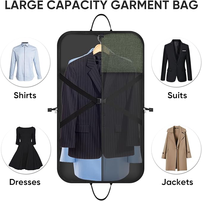 BALEINE Travel Garment Bag, Travel Suit Bag for Men, Water Resistant Carry on Garment Bag for Hanging Clothes, Garment Duffel Bag for Travel Business (Green)