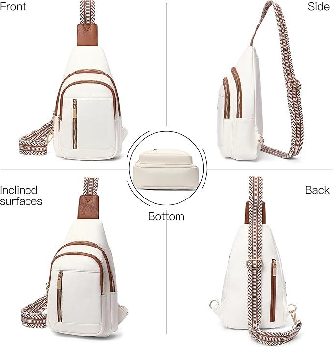 GAEKEAO Sling Bag for Women Crossbody Bags Vegan Leather Fanny Pack Chest Trendy Shoulder Bag for Travel Everyday Vacation