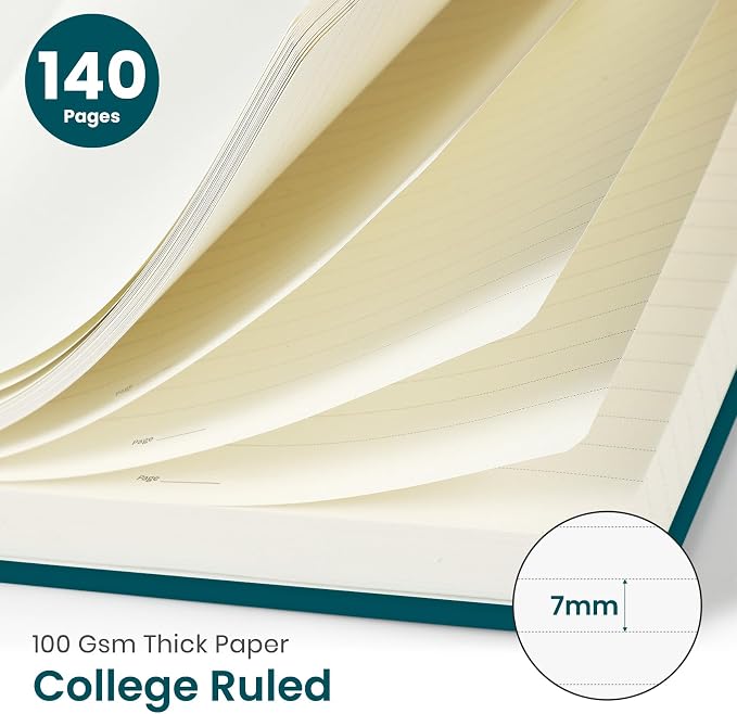Taja Lined Spiral Journal Notebook for Women & Men, 140 Pages, College Ruled Hardcover Notebook for Work & Note Taking, Journals for Writing, A5(5.7" x 7.9") – Pine Emerald