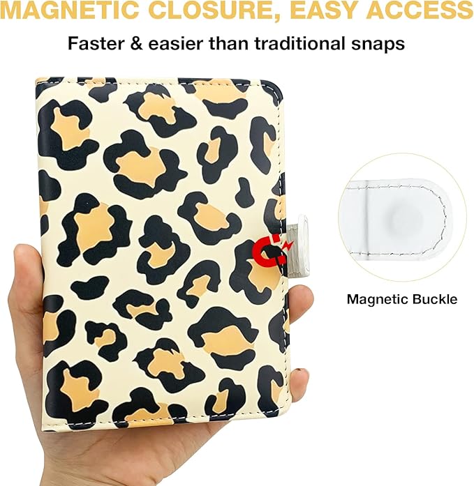 Passport Holder with Airtag Slot, RFID Blocking Leather Cover Wallet for Travel Essentials, Cute Passport Book with Magnetic Buckle, Travel Accessories for Women