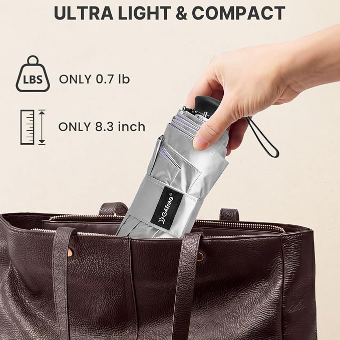 G4Free 46 Inch Mini Travel Umbrella with Retractable Handle, Pocket Size Umbrellas for Sun Rain. UV Protection UPF 50+, Small Compact Umbrella