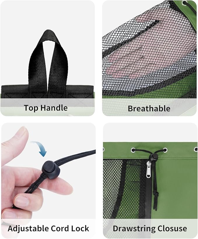 WANDF Swim Bag Mesh Drawstring Backpack with Wet Pocket for Swimming, Gym, and Workout Gear