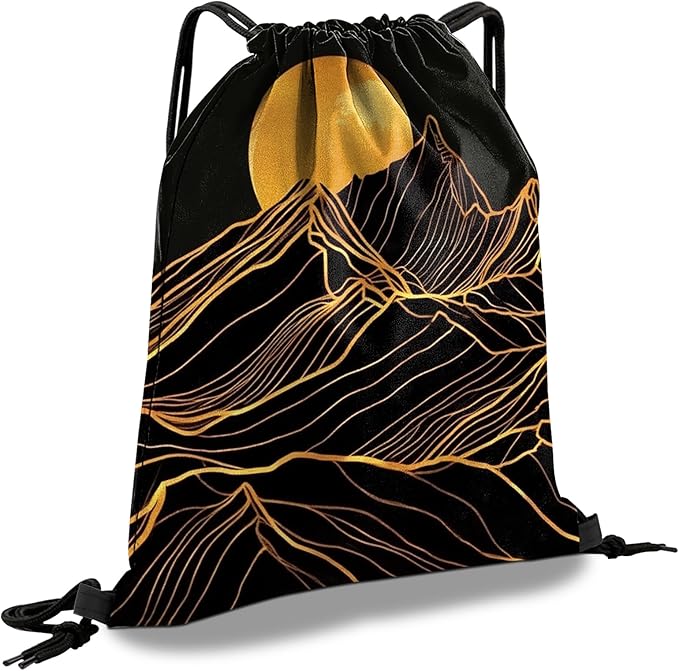 Drawstring Backpack Draw String Sports Bags for Gym Travel Beach Waterproof Cute Sackpack Men Women Aesthetic (13"×17")-Sunset