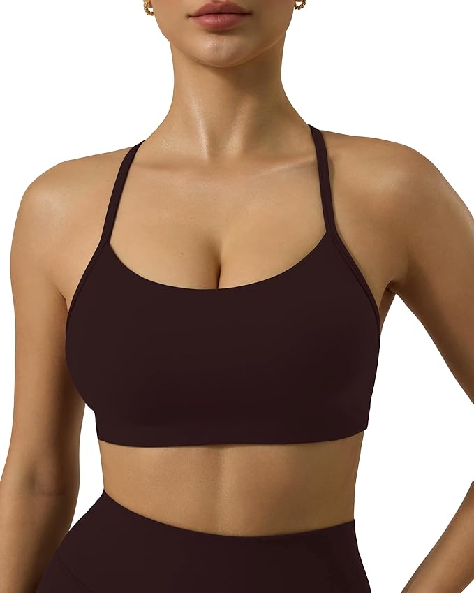 PAVOI ACTIVE Yoga Racerback Bras for Women - Buttery Soft Low Support Scoop Neck Y-Back Thin Strap Sports Bra - FlexFlow