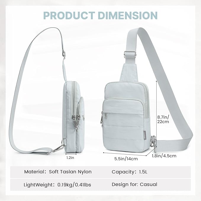G4Free Small Sling Bag for Women, Anti Theft RFID Blocking Mini Crossbody Purse for Travel, Light Blue Gray