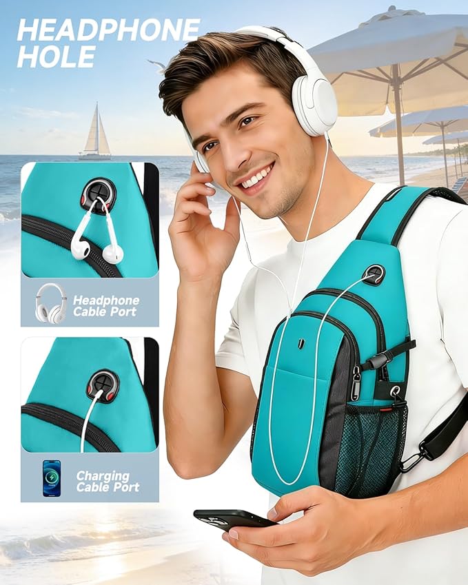 Sling Bag for Women, Turquoise Anti-Theft Crossbody Bag with Water Bottle Pocket, Summer Travel Essentials for Beach, Theme Park & College, Compatible with 11 inch iPad, Switch 2 | Versatile Daypack