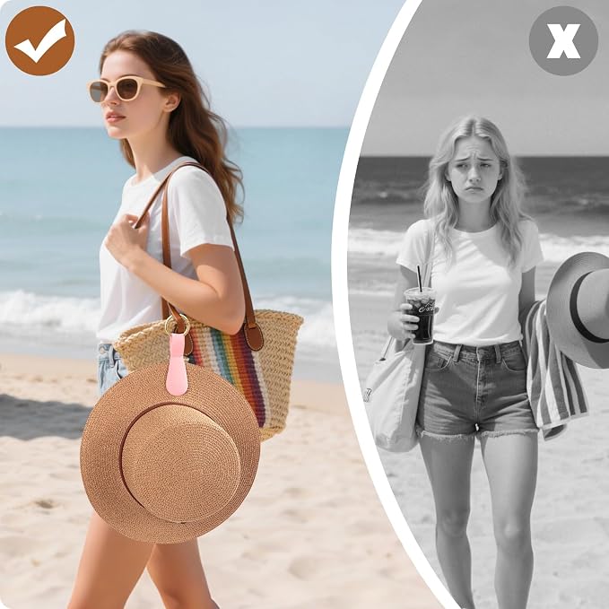 Fikoksol Magnetic Hat Clip for Travel on Bag, Silicone Hat Holder for Tote Beach Bag, Hand Free Strong Magnet Purse Hook Cowboy Hat Hanger Carrier for Travel Vacation Essentials Accessories