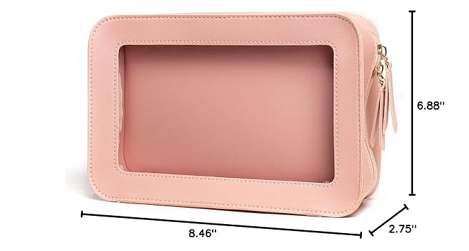 LETGO Clear Makeup Bags, TSA Approved Toiletry Bag with Zipper, Clear Makeup Organizer Fit Carry-on Travel Essentials,Clear Cosmetic Bags for Women Men (C-Pink)