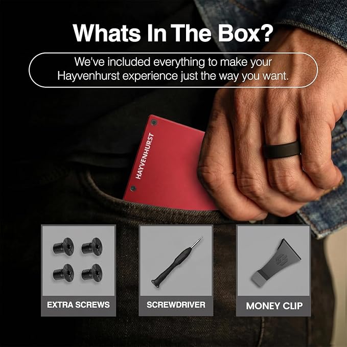 Hayvenhurst Wallet for Men - Slim RFID Blocking Metal Wallet with Money Clip, Minimalist Front Pocket Credit Card Holder, Small Mens Wallet